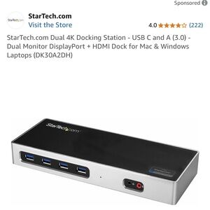 Startech Dual-4K Monitor USB 3.0/USB-C Docking Station